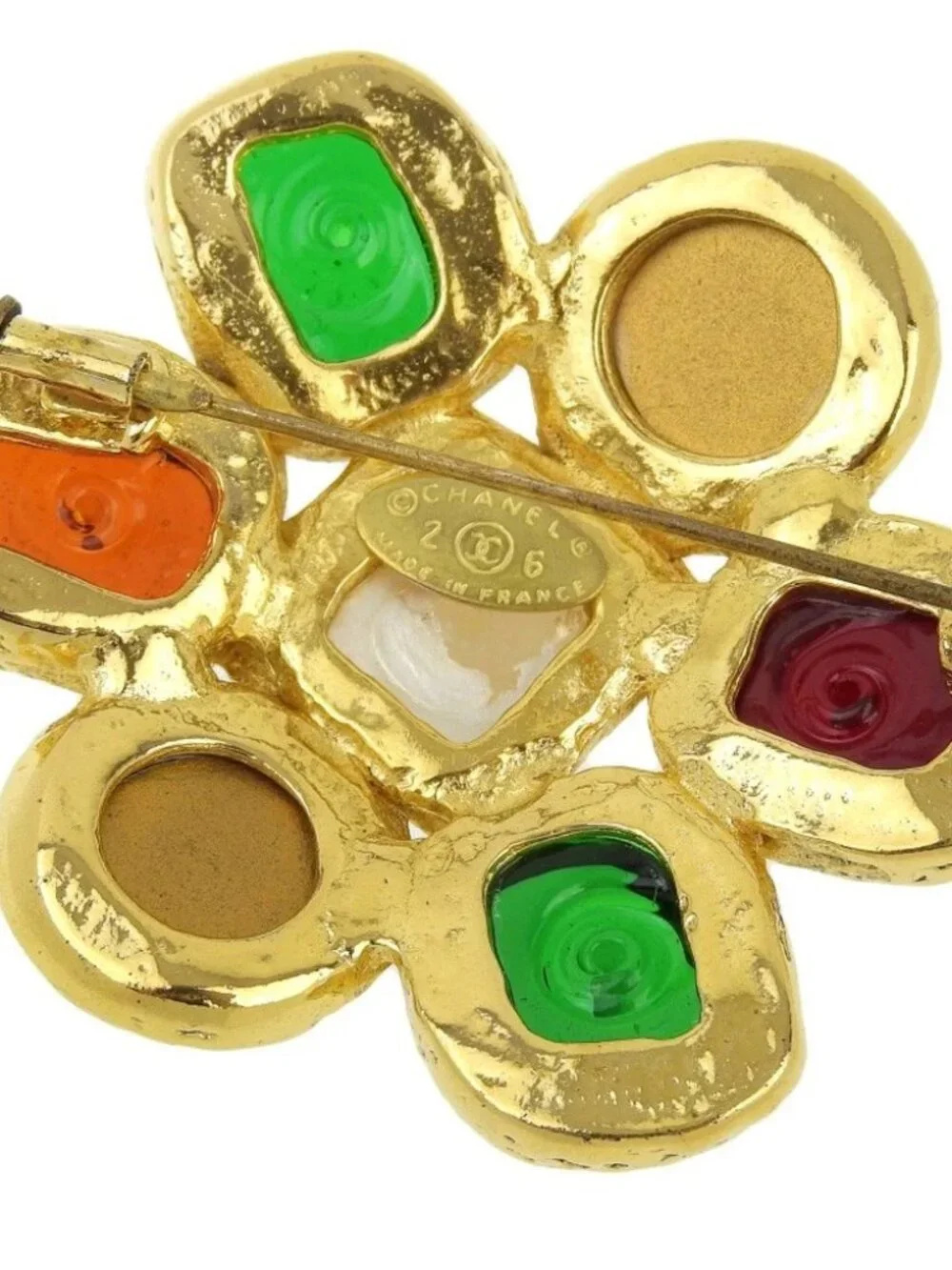 CHANEL Gripoa Brooch vintage multicolor Plated Gold 42.2g Women